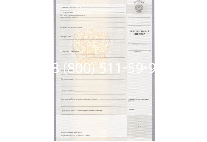 Купить Академическая справка образца 2010-2011 год для колледжа в Орехово-Зуево Купить Академическая справка образца 2010-2011 год для колледжа в Орехово-Зуево